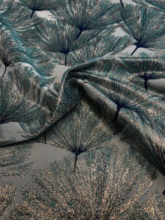Aqua & Navy Brocade