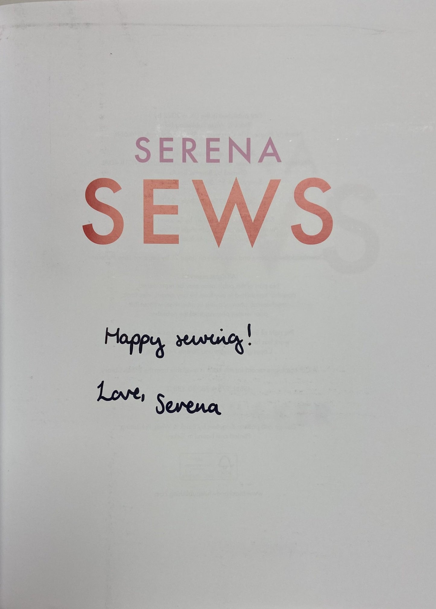 Serena Sews | Signed Copy | Hardback