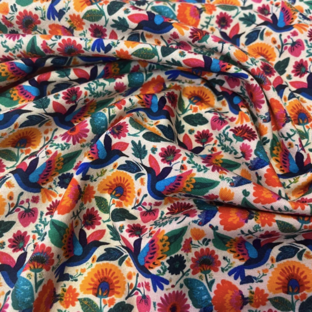 Folksy Bird Jersey | 150cm Remnant