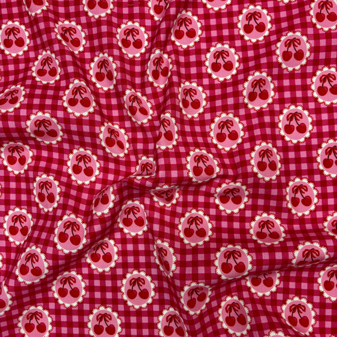 Cherry Gingham Needlecord