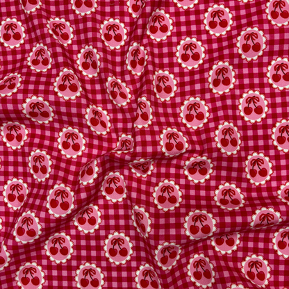 Cherry Gingham Needlecord