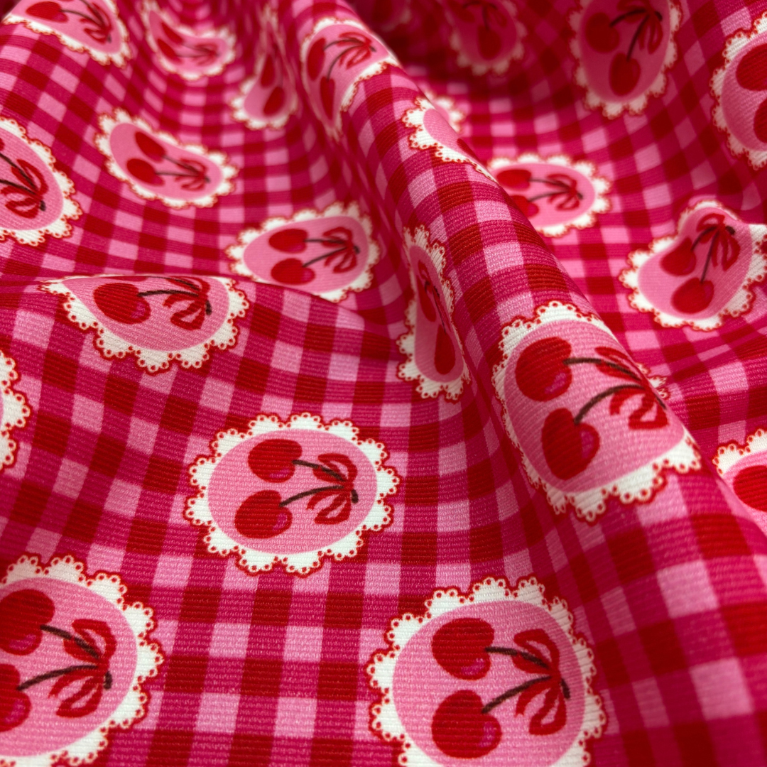 Cherry Gingham Needlecord