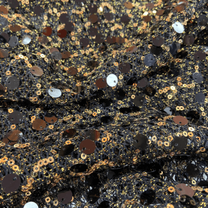 Metallic Sequin Fabric | Black & Gold