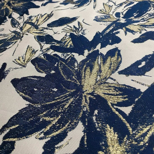 Champagne & Navy Brocade