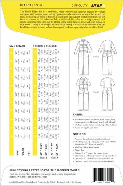Closet Core Patterns | Blanca Flight Suit