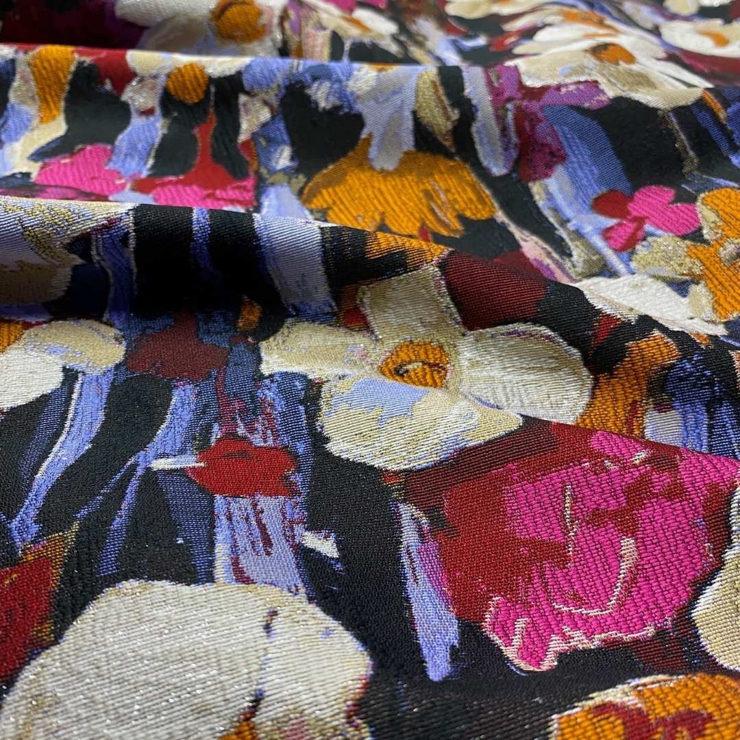 Floral Metal Brocade Fabric | Two Colours