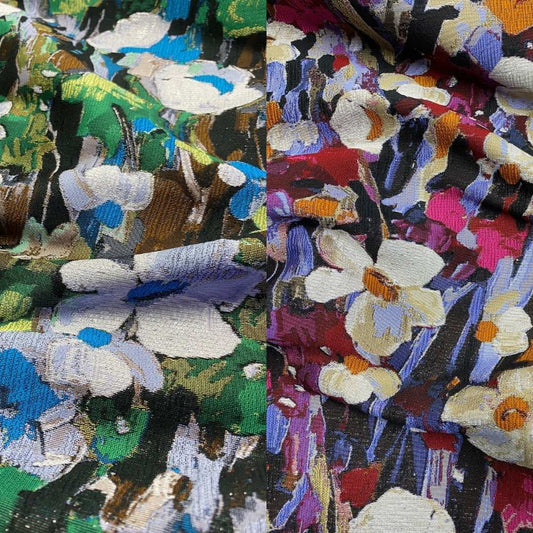 Floral Metal Brocade Fabric | Two Colours