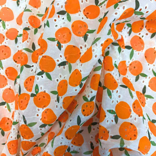 Mindy Cotton Broderie Anglaise | Orange Print