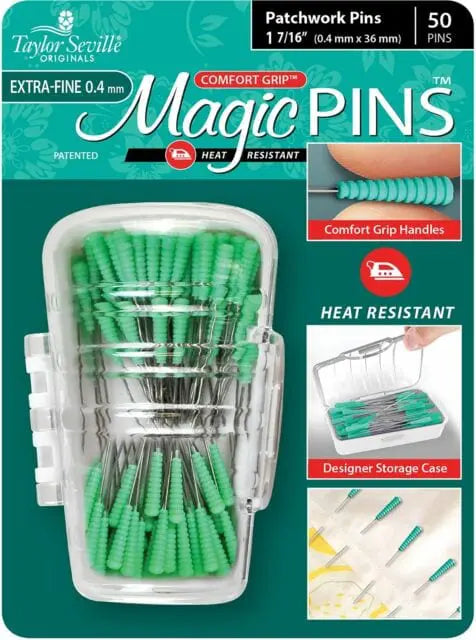Taylor Seville Magic Pins | Patchwork Quilting Pins 0.4mm | 50 Pins -