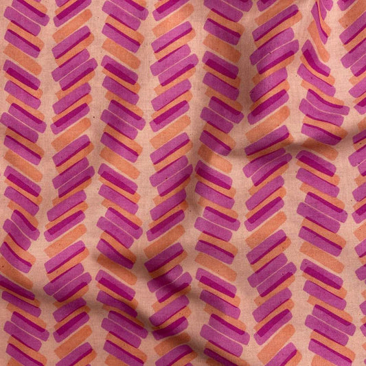 Peach Kika Stripe Cotton | Sevenberry Fabrics