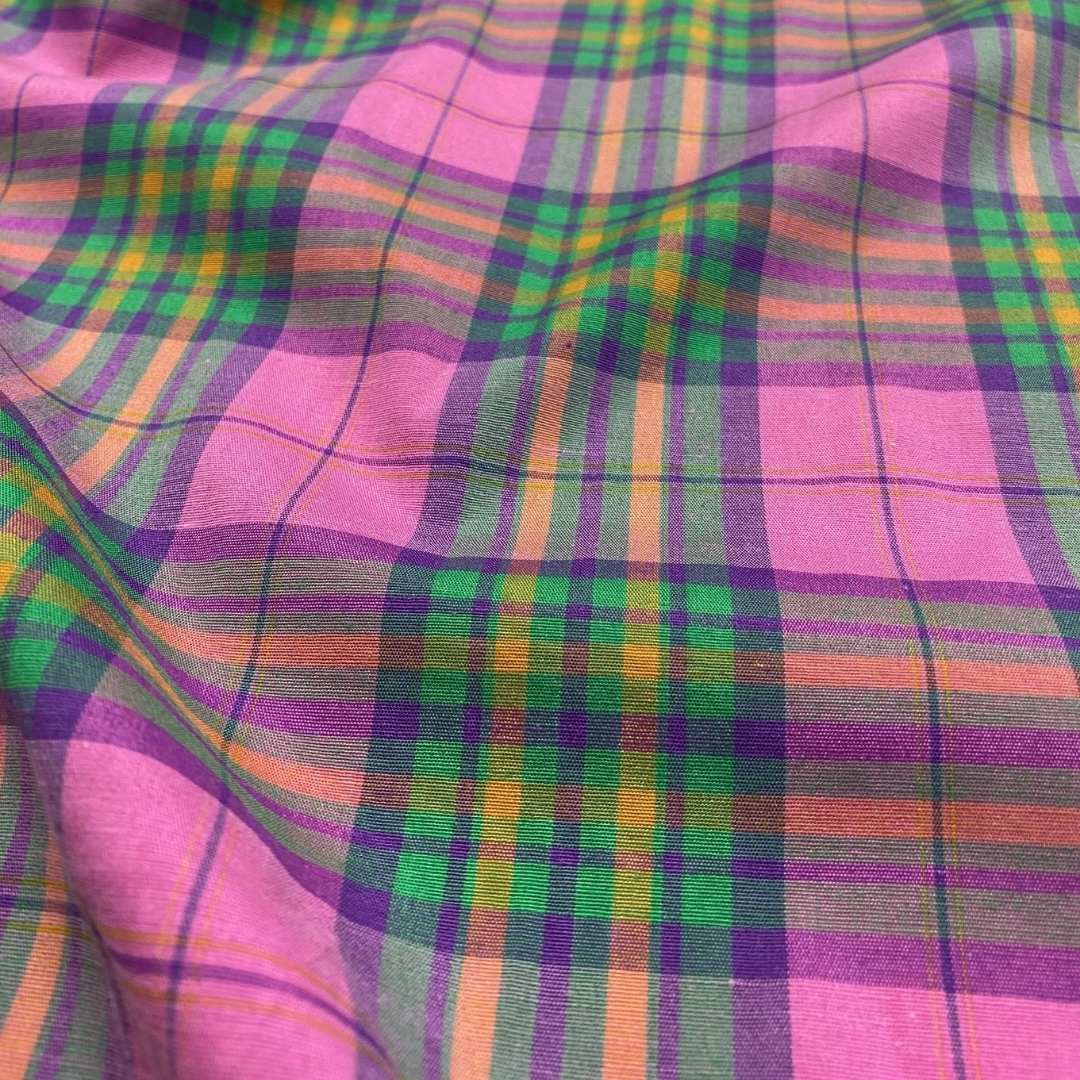 Pink Check Stretch Fabric
