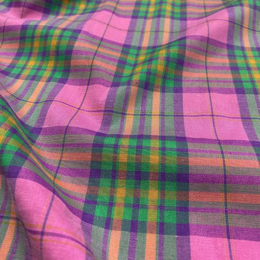 Pink Check Stretch Fabric