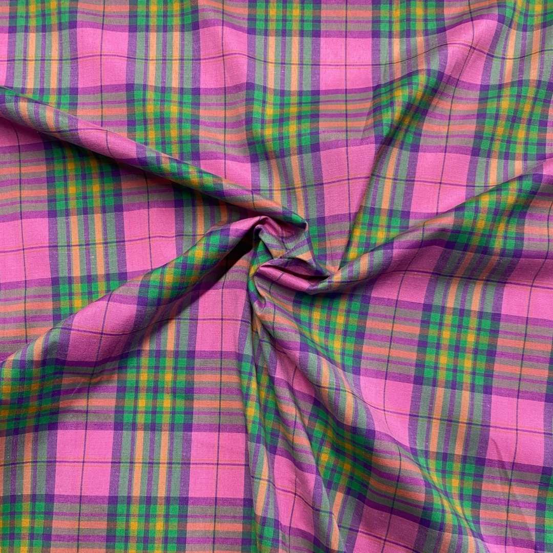 Pink Check Stretch Fabric