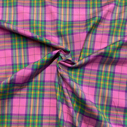 Pink Check Stretch Fabric