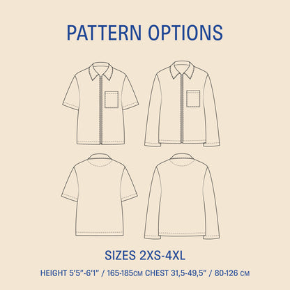 Men's Zip Shirt Sewing Pattern