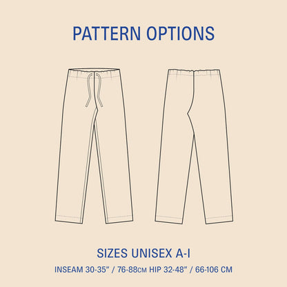 Pajama Pants sewing pattern- Unisex Wardrobe By Me