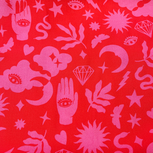 Fabric Godmother | Rune Viscose Crepe - Pink & Red